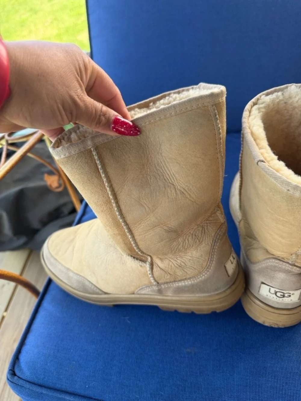 UGG Tan Shearling Cuffed Short Booties